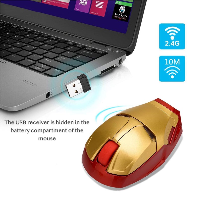 VSVABEFV Cool Wireless Mouse, 2.4 G Portable Ergonomic Optical Wireless Mouse with USB Receiver | for Notebook PC Laptop Computer MacBook | with 8G USB Flash Drive | 3 Adjustment Levels - Image 2